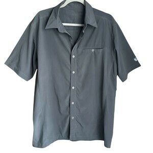 Kuhl Button Up Shirt Mens L Gray Short Sleeve Outdoor Hiking Stretch Performance
